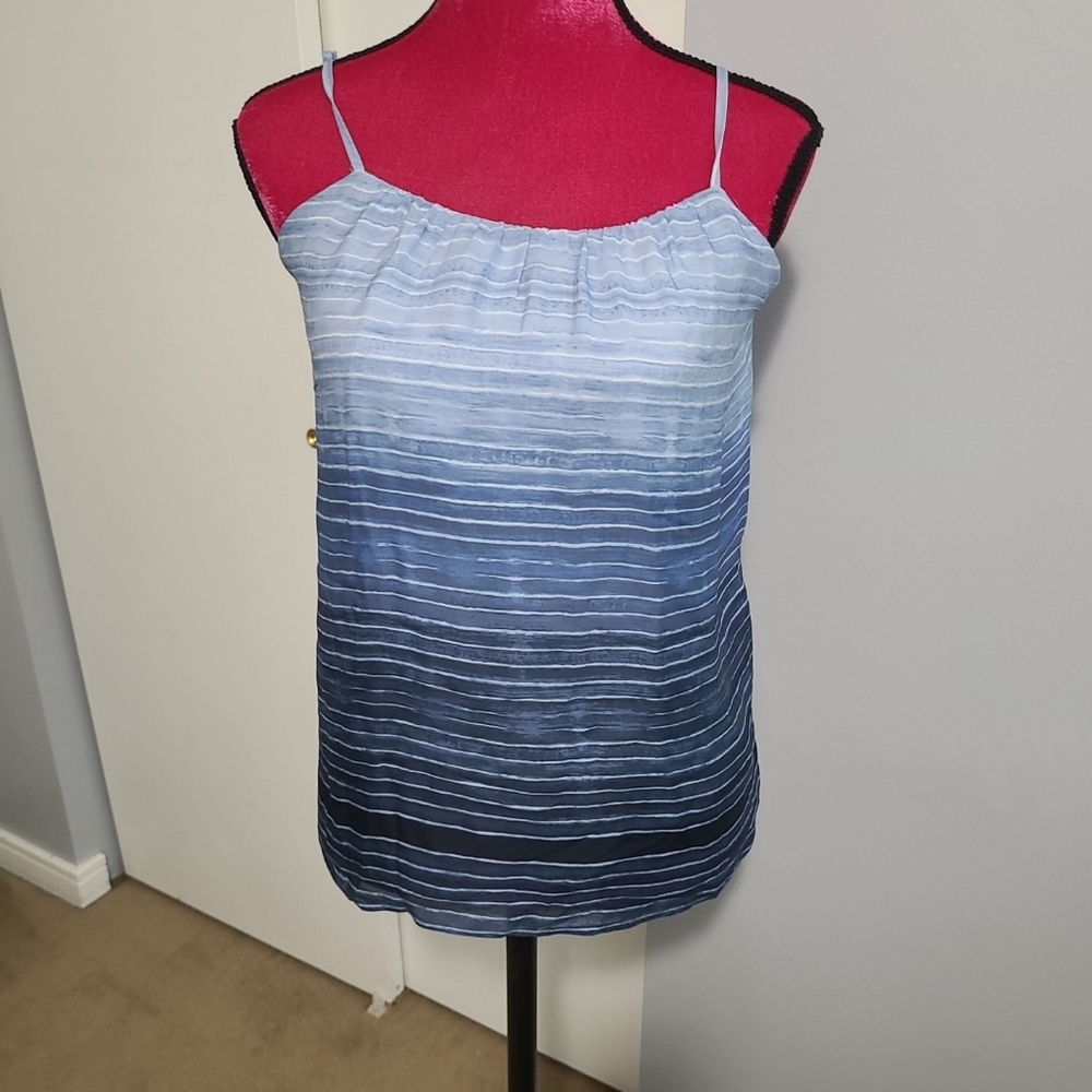 Vince Silk Blue Stripe Blouse Xs